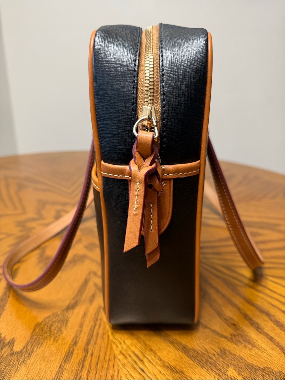 Dooney & Bourke Black Bag with Tan Leather Trim - Picture 4 of 7